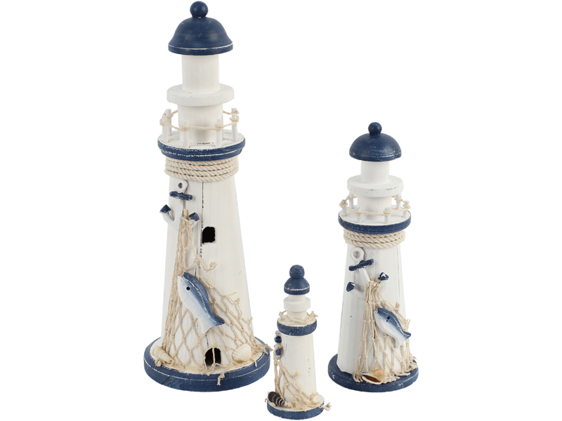 26602 - Vuurtoren met decoratie white-blue | Gerkimex